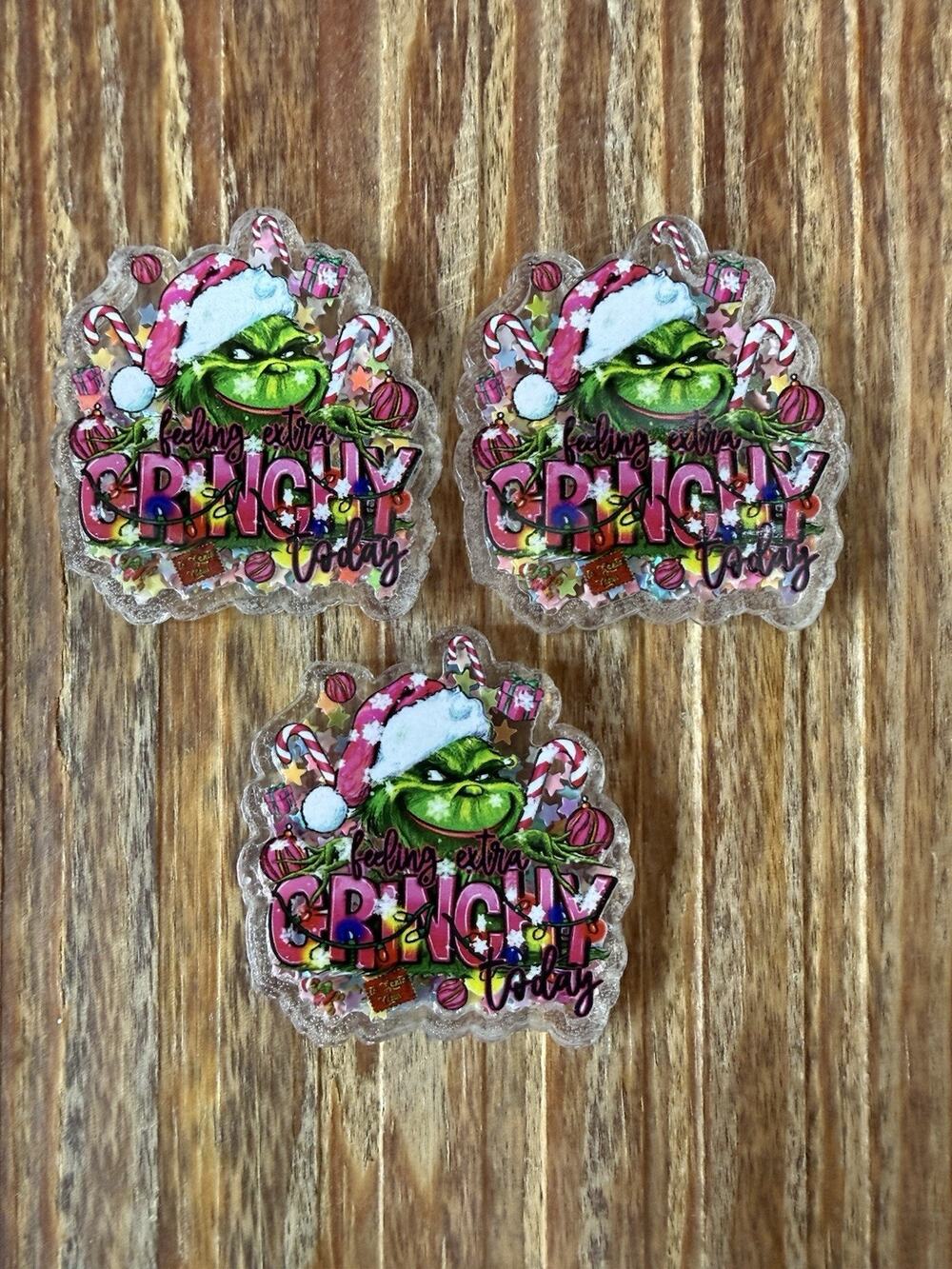 3 Pc Feeling Extra Grinchy Acrylic Flatbacks